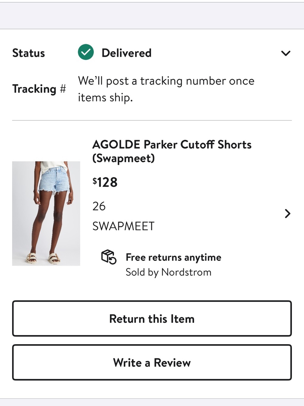 Agolde Swapmeet Cutoff Jean Shorts in Washed Blue